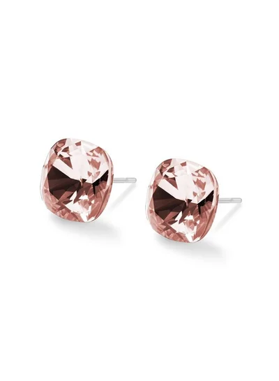Seona Seona Sophia 10mm Cushion Cut Crystal Earrings – Hypoallergenic Stud Earrings for Women, Tarnish‑Free Stainless Steel Jewelry for Sensitive Ears - Vintage Rose